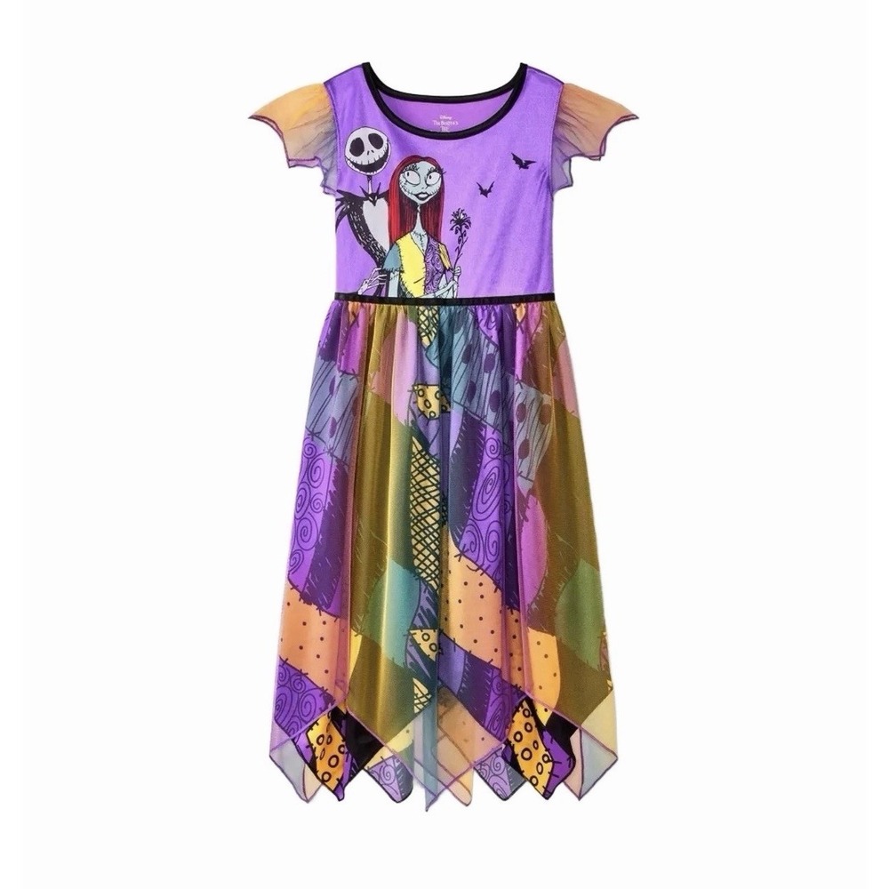 Disney Nightmare Before Christmas Jack & Sally Satin & Tulle Halloween Nightgown